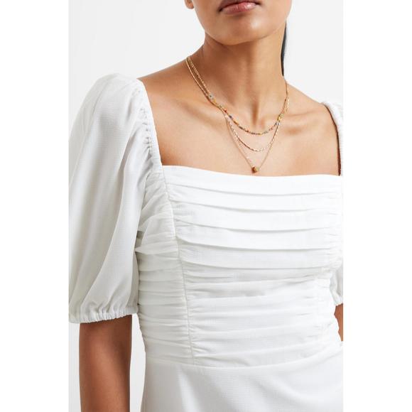 NEW FRENCH CONNECTION afina verona ruched midi dress in summer white - Picture 3 of 3